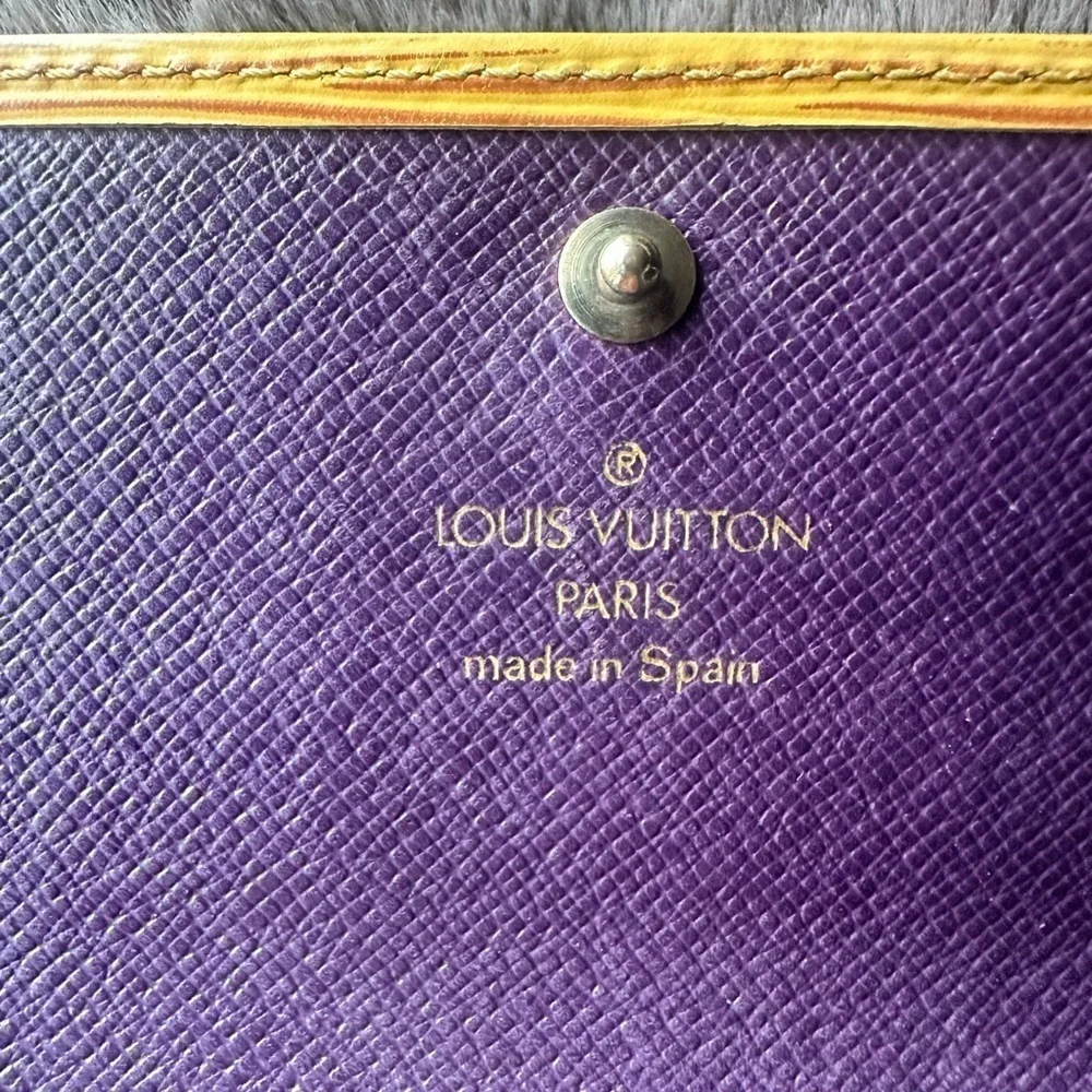 Louis Vuitton Yellow Epi Long Wallet with Purple Interior.